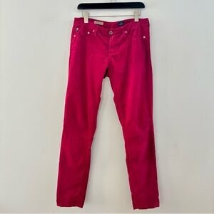 AG Adriano Goldschmied The Legging Super Skinny Fit Red Corduroy Pants S…